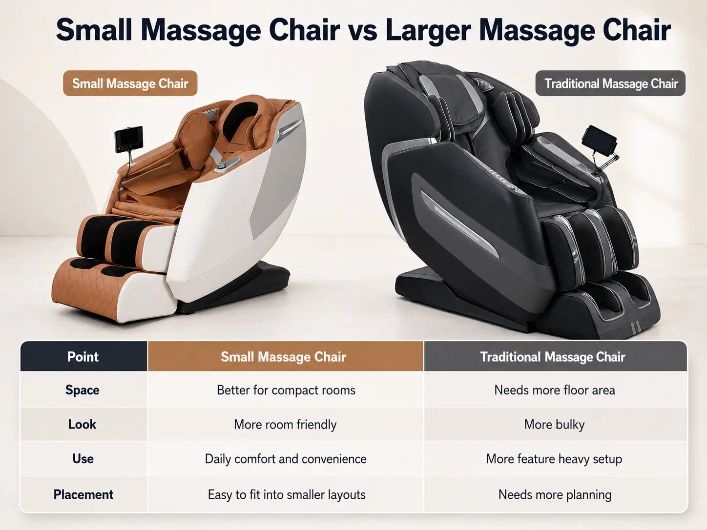 Compact massage chair versus larger massage chair comparison