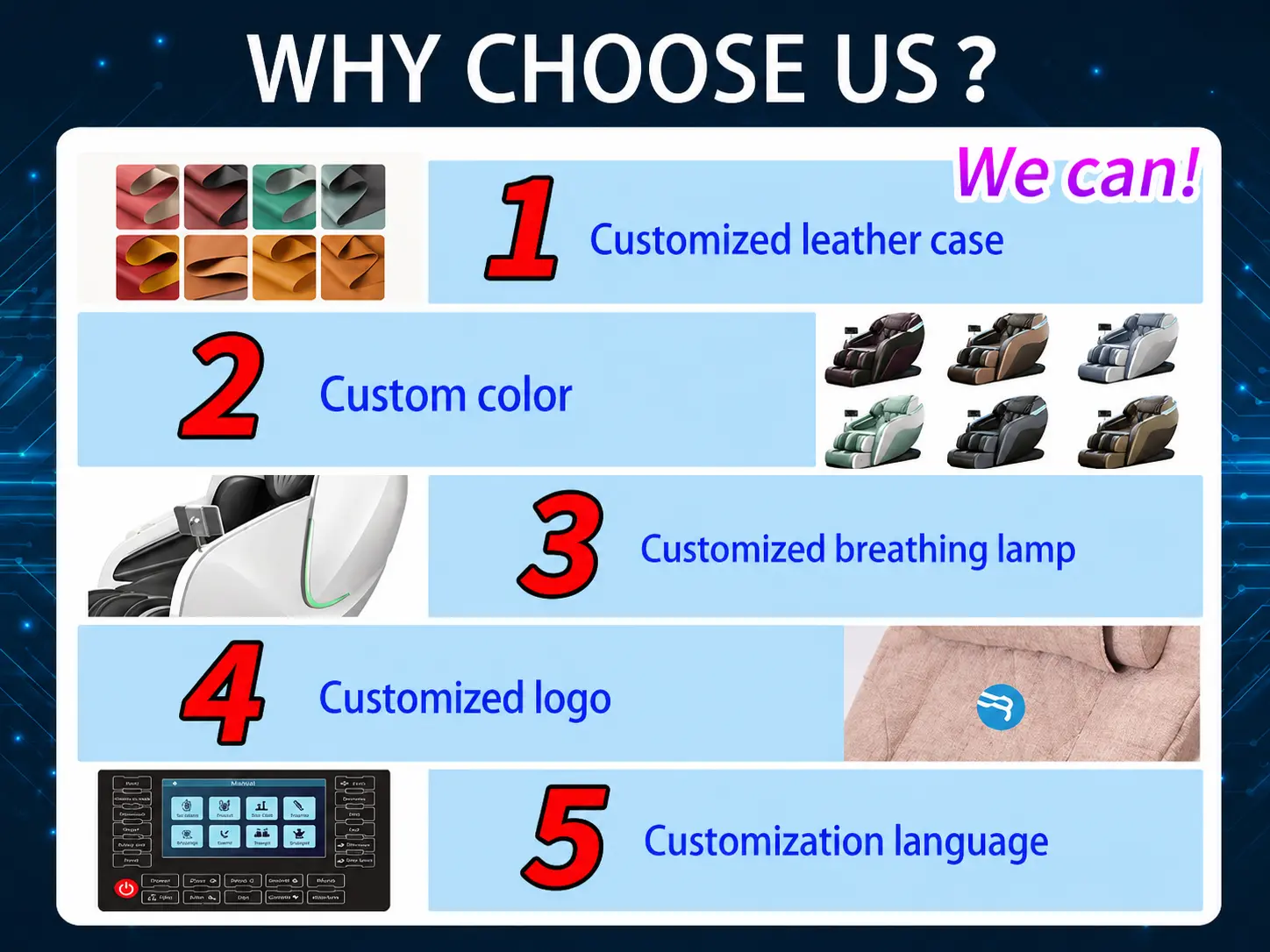 OEM ODM custom commercial massage chair manufacturing