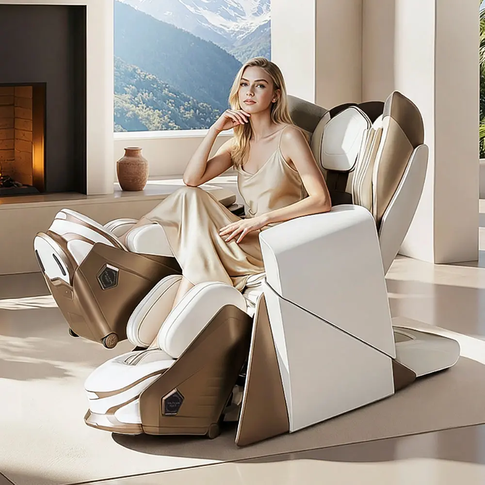 Recliner massage chair in a modern living room